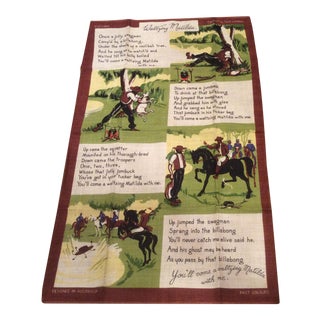 Australian Waltzing Matilda Song Linen Textile Art For Sale