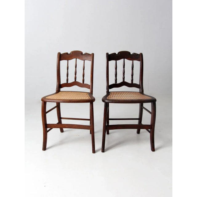 Antique Caned Seat Chairs Pair For Sale - Image 11 of 11