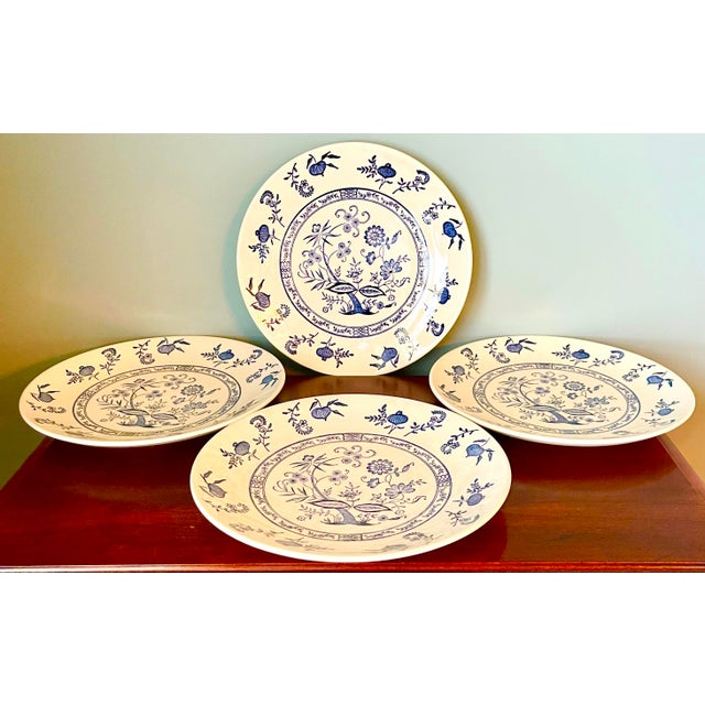 Mid 20th Century Blue Onion Dinner Plates - Set of 4 | Chairish