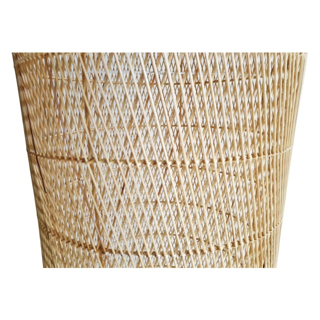 Contemporary Raw Wicker Cylinder Pendant Light XL For Sale - Image 3 of 8