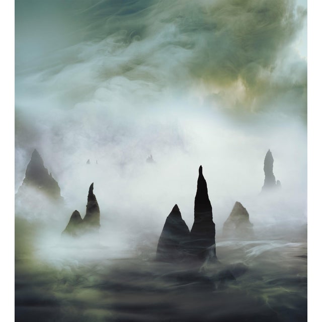Towers of Q'sh presents a surreal landscape where jagged peaks emerge from a swirling mist, creating an ethereal...