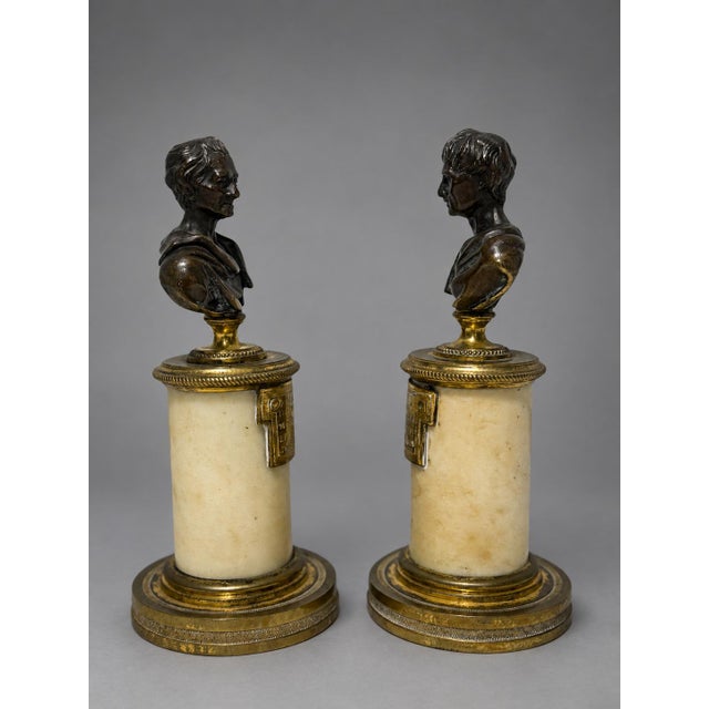 François Sellier, Pair French Neoclassical Bronze Busts of Voltaire and Rousseau For Sale - Image 4 of 10