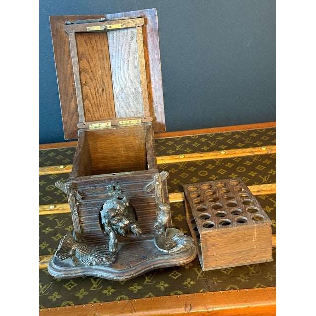 Antique Carved Wooden Cigar Humidor with Dog Decoration, 1890 For Sale - Image 15 of 18