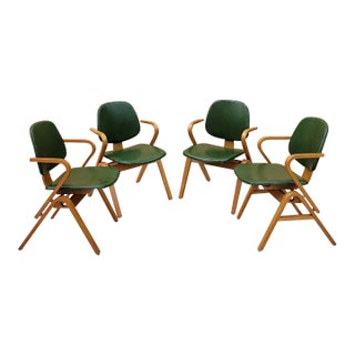 Mid Century Modern Plywood Dining Chairs by Joe Atkinson for Thonet for Reupholstery - Set of 4 For Sale
