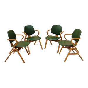 Mid Century Modern Plywood Dining Chairs by Joe Atkinson for Thonet - Set of 4