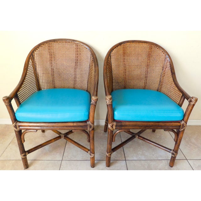 Mid-Century Modern Pair McGuire Rattan and Cane Chairs For Sale - Image 3 of 14