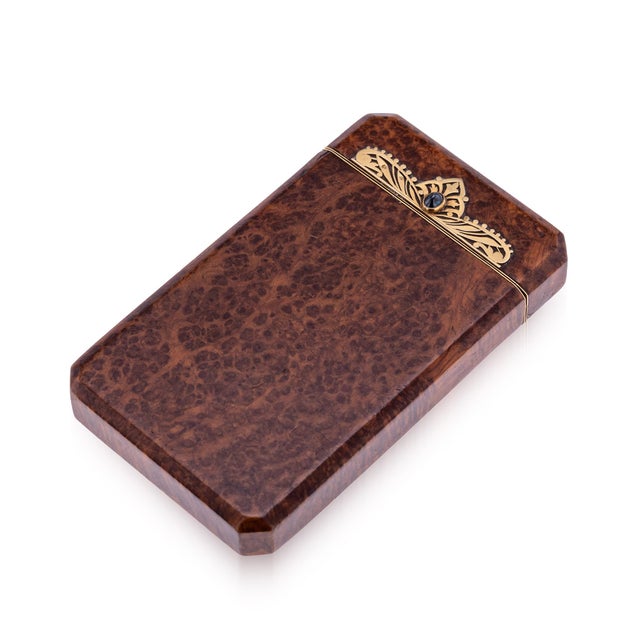 French 18 Karat Gold and Burr Walnut Cigarette Case from Mappin & Webb, 1890s For Sale - Image 18 of 18