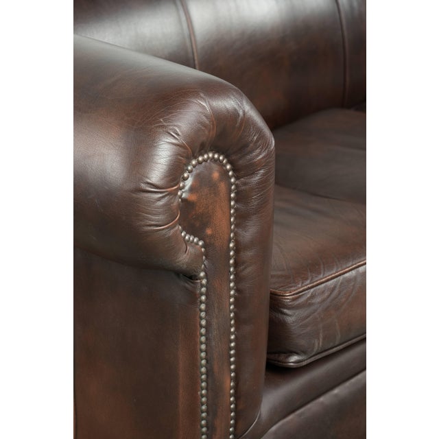 Chesterfield Sofa and Chair in Cowhide Leather, Set of 2 For Sale - Image 14 of 18