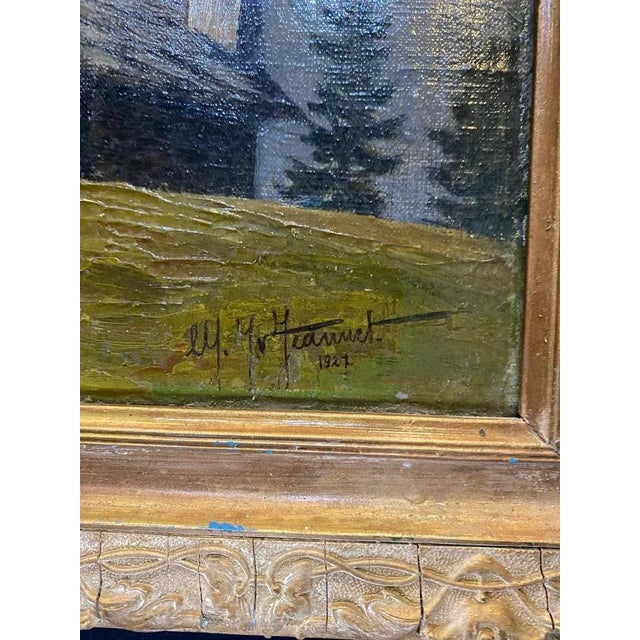 Swiss Chalets, 1927, Oil on Canvas, Framed For Sale - Image 6 of 8
