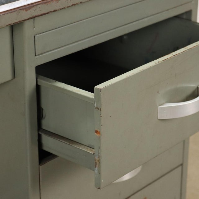 Writing Desk in Enamelled Metal and Leatherette, 1960s For Sale - Image 4 of 9