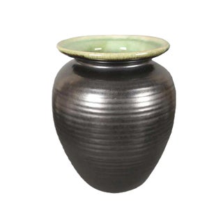 Ribbed Ceramic Vase by Martha Katzer for Karlsruher Majolika, 1940s For Sale