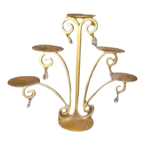 Tuscan Candleholder Staging Essential: Iron, Scrollwork, 5 Medium Spaces - Heavy Tabletop Candelabrum for Soft, Elegant Rustic Lighting / Chandelier