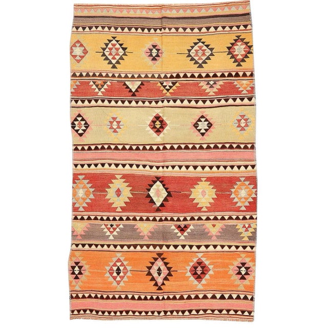 Textile Vintage Turkish Kilim Rug For Sale - Image 7 of 7