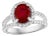 2.5 Carat Oval Treated Ruby & 2 ct Diamond Ring 14 Karat White Gold Size 7 For Sale