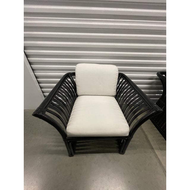 1970s Vintage Black Rattan Chairs Set of 2 Chairish