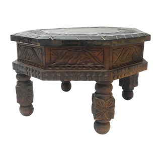 Hand Carved Mexican Drum End Table For Sale