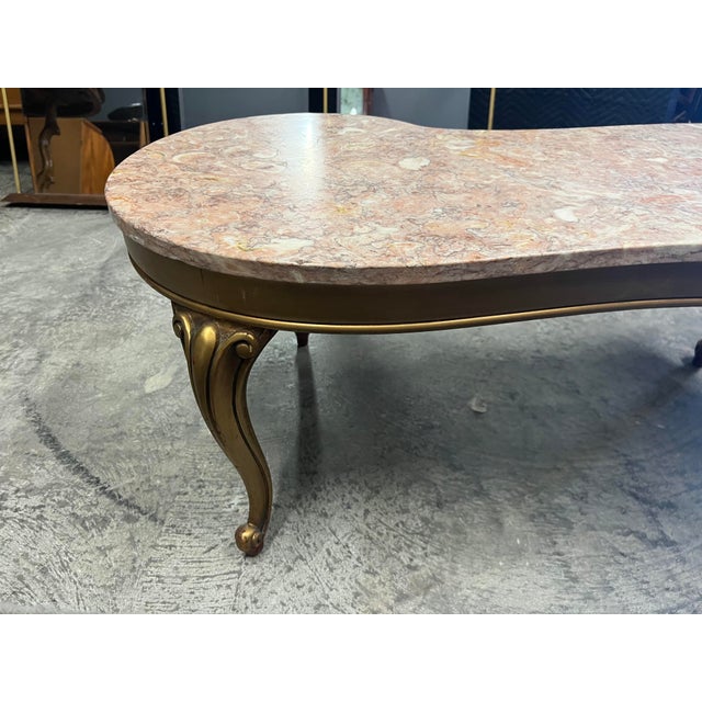 1950’s French Pink Marble Kidney Shaped Coffee Table | Chairish