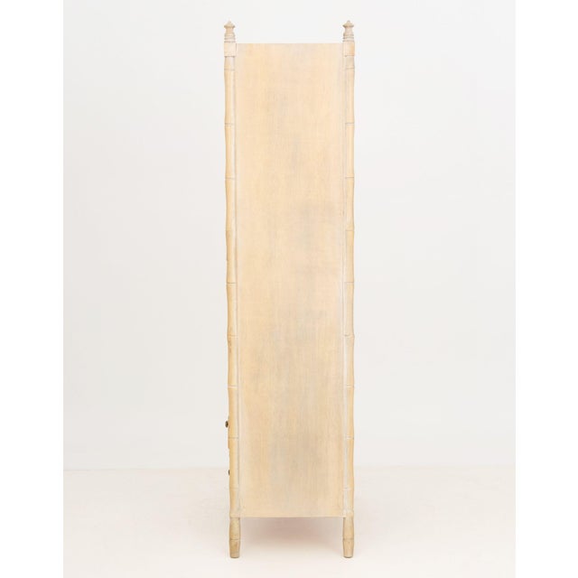 Wood Vintage Distressed Faux Bamboo Armoire For Sale - Image 7 of 9
