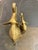 Vintage Solid Brass Elephant & Baby Figurines Made in India Ornate Trunks Up For Sale - Image 4 of 4