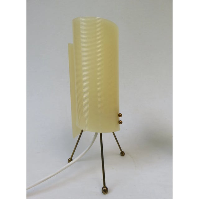 1950s Brass Tripod Night Lights with Beige Acrylic Glass Shade, 1950s, Set of 2 For Sale - Image 5 of 12