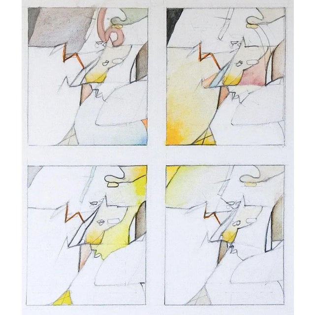Paper Late 20th Century Yellow & White Abstract Studies Painting For Sale - Image 7 of 7