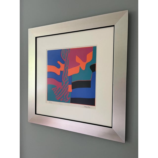 This is a wonderful colorful example of Reipka's work complemented by the simple, modern frame. The work is in excellent...