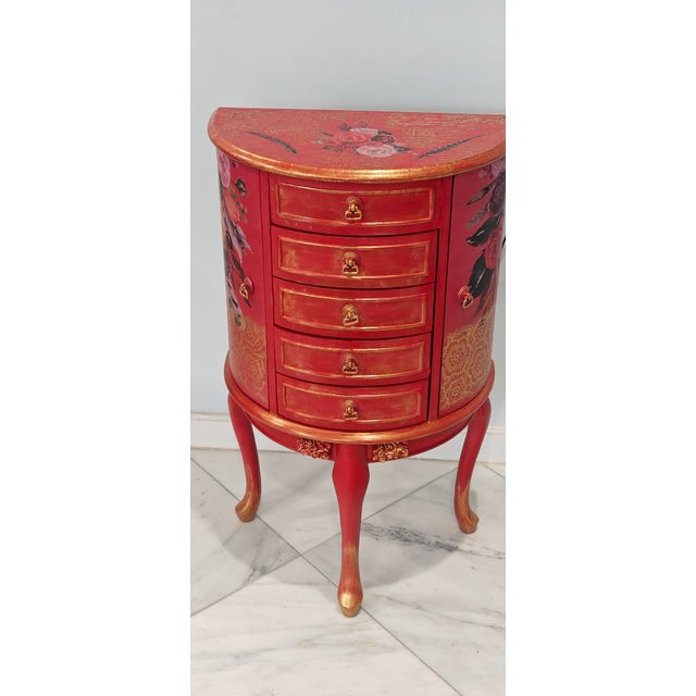 Wood Artist Painted Stunning Jewelry Organizer Stand Armoire For Sale - Image 7 of 11