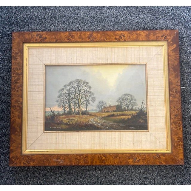 Brown Vintage English Oil on Board Landscape by Vincent Selby For Sale - Image 8 of 9