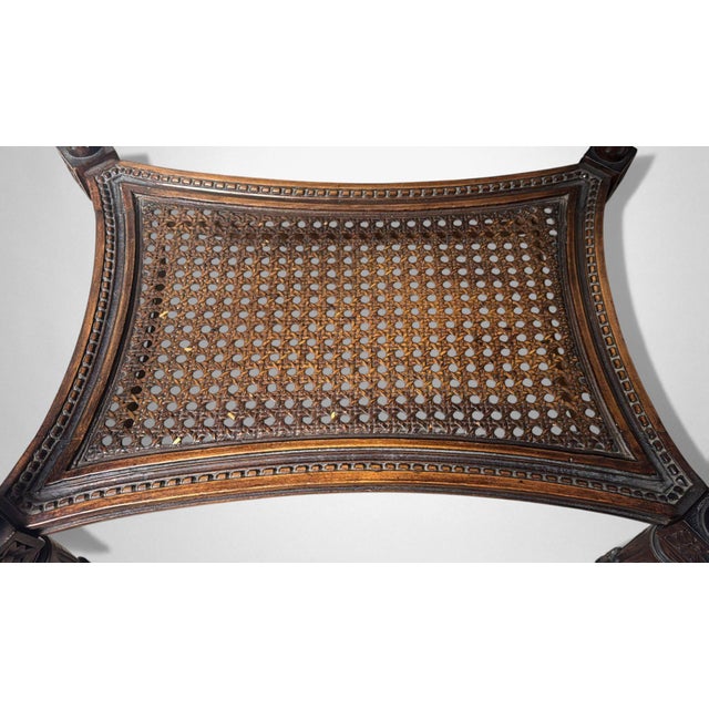 Early 20th Century Neoclassical Italian Walnut Side Table With Marble Top and Vienna Straw Shelf For Sale - Image 15 of 18