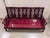 Red Vintage Chinese Rosewood Three-Seat Sofa With Hand-Carved Dragon Medallions and Red Silk Cushion For Sale - Image 8 of 11