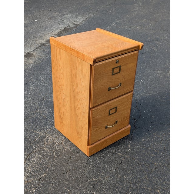 Mid 20th Century Vintage Two Drawer Locking Filing Cabinet With Key For Sale - Image 4 of 5