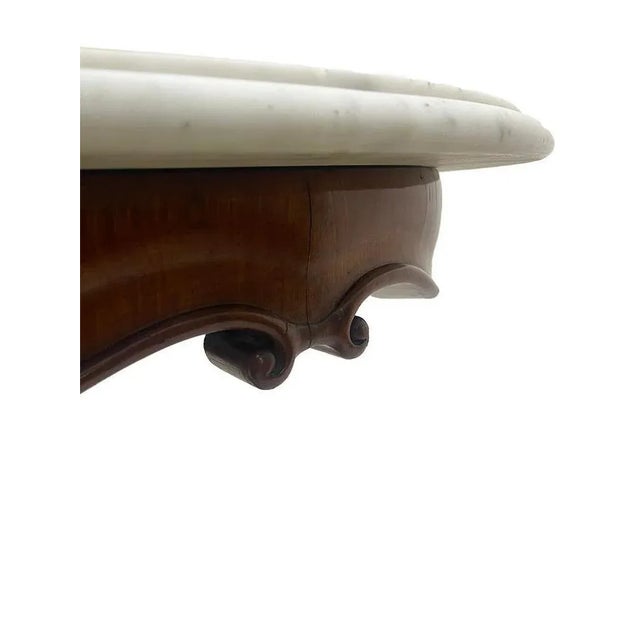 Mahogany Table with a Cartouche-Shaped Marble Top, 1840s For Sale - Image 5 of 13