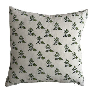 Schumacher Botanical Green, Blue and White Fabric Pillow For Sale