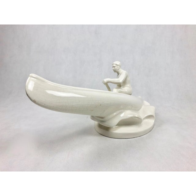 Mid-Century Modern Ceramic Figure of Canoeist from Jihokera Bechyně, Czechoslovakia, 1960s For Sale - Image 3 of 11