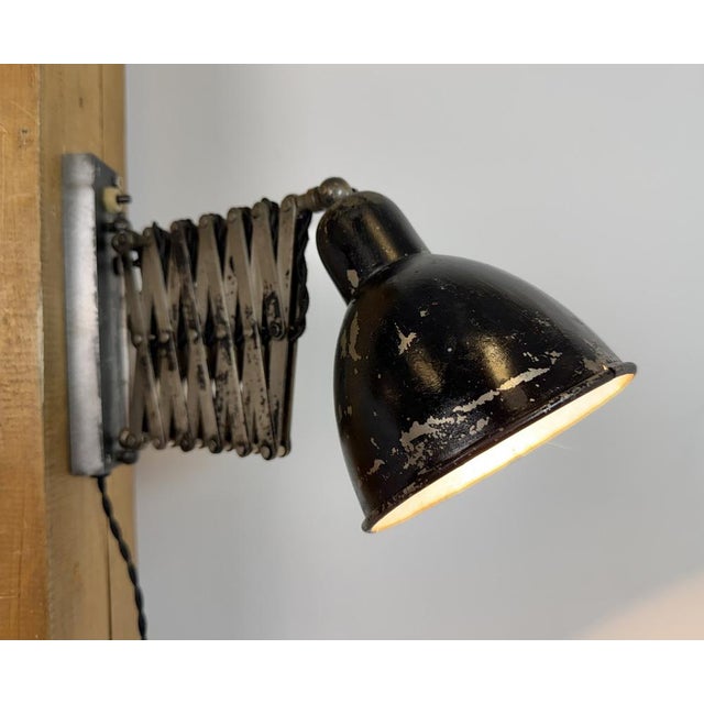 Industrial Black Scissor Wall Lamp, 1950s For Sale - Image 16 of 18