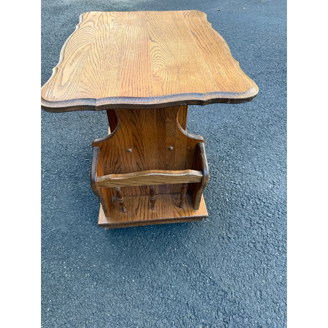Mid-Century Modern Solid Oak Vintage End Table/Magazine Rack For Sale - Image 3 of 3