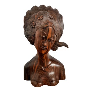 Mid 20th Century Balinese Macassar Ebony Bust For Sale