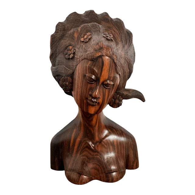 Mid 20th Century Balinese Macassar Ebony Bust For Sale