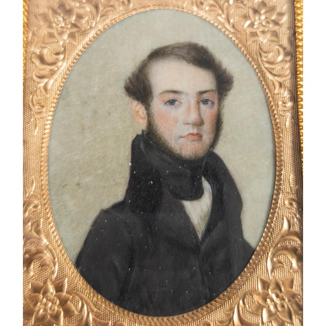 19th Century Fine American Miniature Watercolor Portrait of a Gentleman For Sale - Image 4 of 16