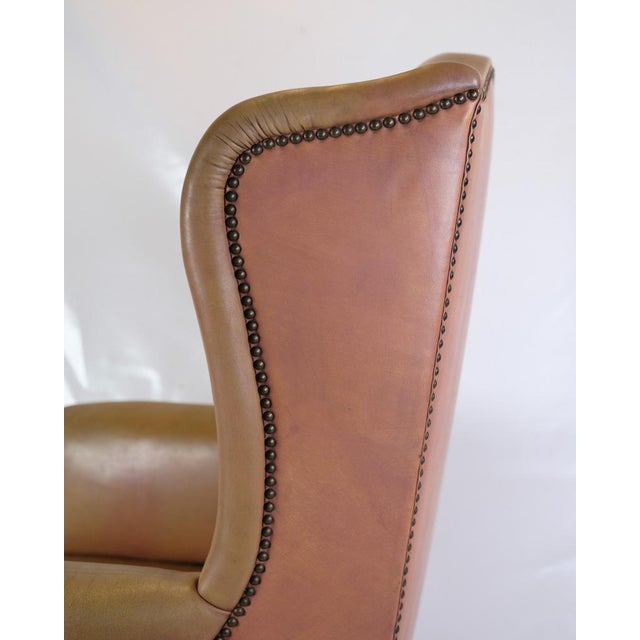 Chesterfield High Flap Chair in Brown Leather, 1920s For Sale - Image 3 of 12