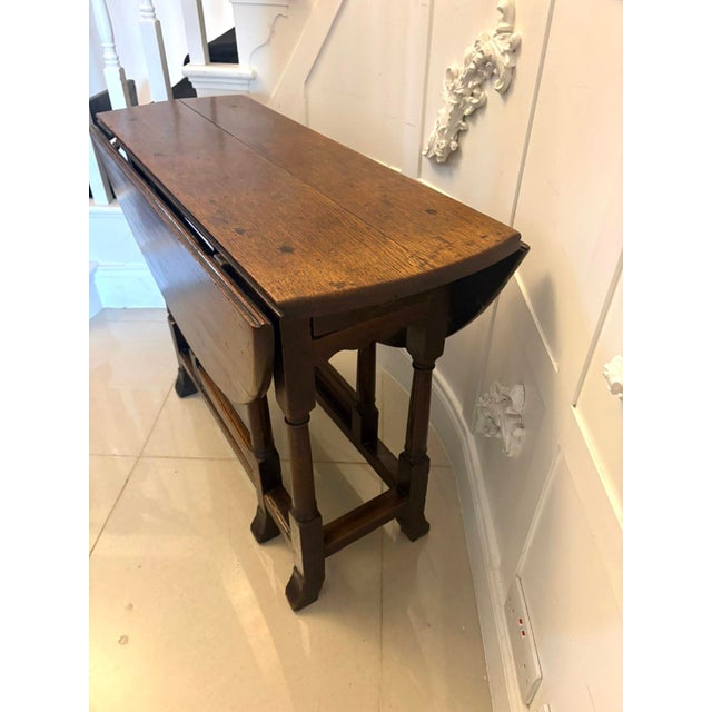 Brown Antique Oak Gateleg Drop Leaf Dining Table, 1680s For Sale - Image 8 of 17