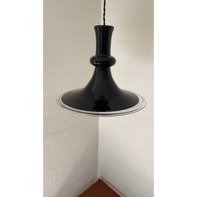 Black Opal Glass P&T Pendant Lamp by Michael Bang for Holmegaard, Denmark 1970s For Sale - Image 6 of 10