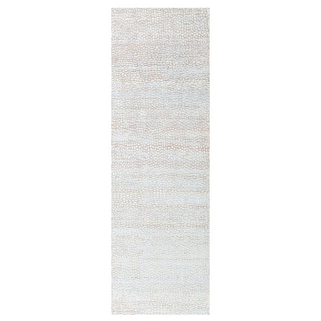 Modern Cracked Ground Design Hand-Knotted Silk Runner by Doris Leslie Blau For Sale