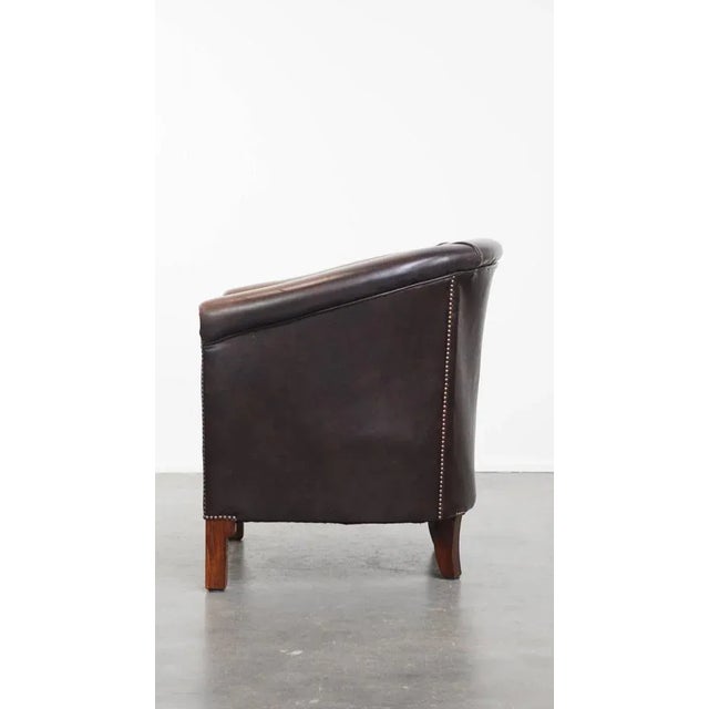 English Cowhide Club Armchair in Dark Color For Sale - Image 5 of 14