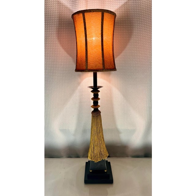 Art Deco Vintage Art Deco Style Tassel Column Table Lamp by Tyndale For Sale - Image 3 of 11