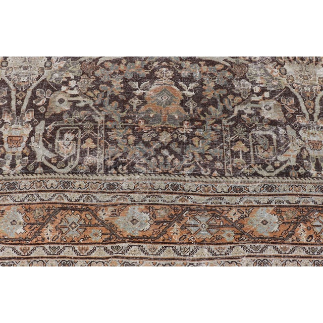 Antique Persian Sultanabad Rug With Warm Brown Field and Allover Vine Design For Sale - Image 12 of 17