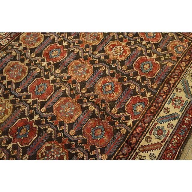 1920s Brown Geometric Tribal Antique Persian Malayer Rug 4'8" X 5'6" Handknotted Wool Carpet For Sale - Image 4 of 7