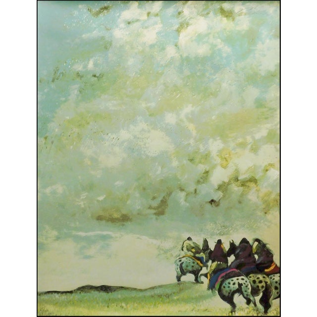 "Three Riders with Hat Man " Original Limited Edition Serigraph on paper by Earl Biss Hand Signed by the Artist Framed...