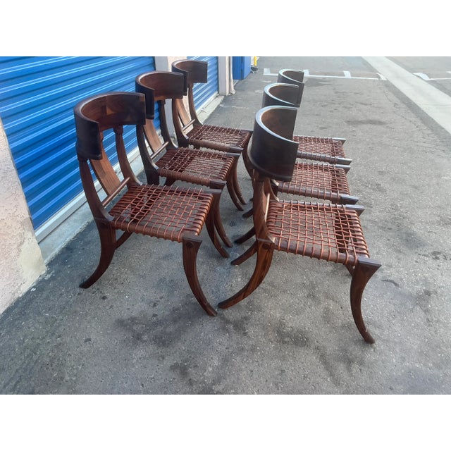 1980s Mid Century Modern Solid Walnut Klismos Dining Chairs For Sale - Image 5 of 14