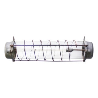 Vintage Industrial Gray Cast Metal Clear Glass Pendant Lights For Sale